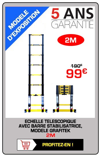 Escabeau-échelle télescopique Woerther 3m80/1m90 Double barre  stabilisatrices - Plus housse - Qualité supérieure - Garantie 5 ans