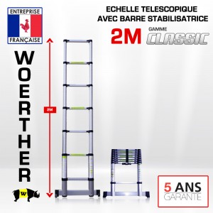 Échelle télescopique 2m garantie 5 ans