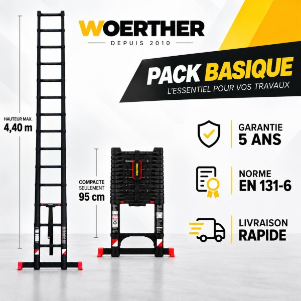 Echelle t&eacute;lescopique 4m 40 Grafitek | Pack Basique