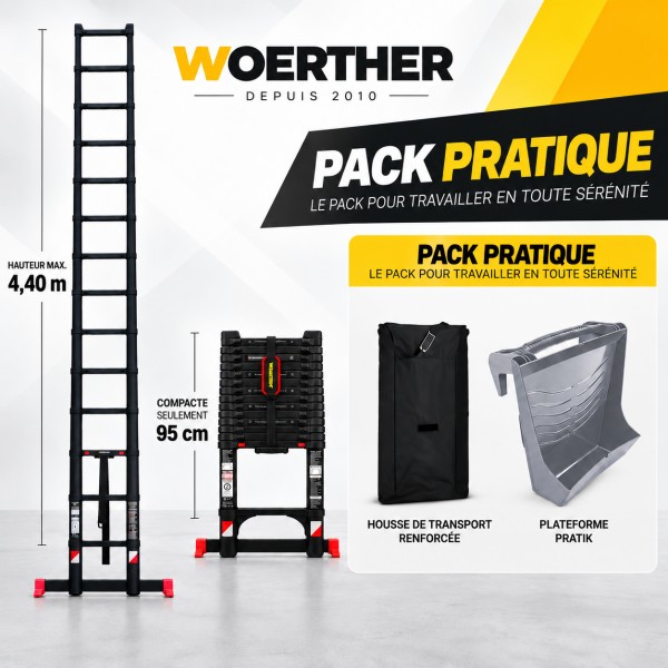 Echelle t&eacute;lescopique 4m40 Grafitek | Pack Pratique