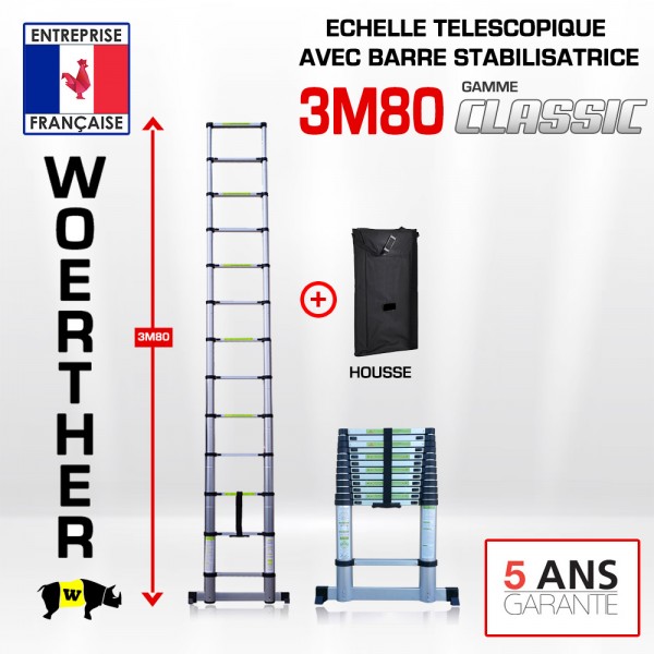 Echelle t&eacute;lescopique 3m80 Classic | Pack Basique +