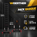 Echelle télescopique 3m80 Grafitek avec barres stabilisatrices