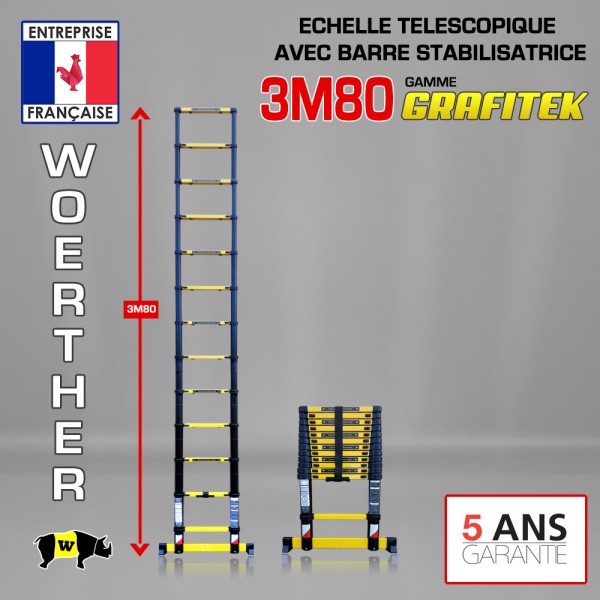 Échelle Telescopique 3,80 m - ALDORR Professional - Aldorr