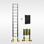 Echelle télescopique 3m80 Grafitek avec barres stabilisatrice + Housse