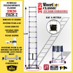 Echelle télescopique 3m 20 avec barre stabilisatrice + sac à outils