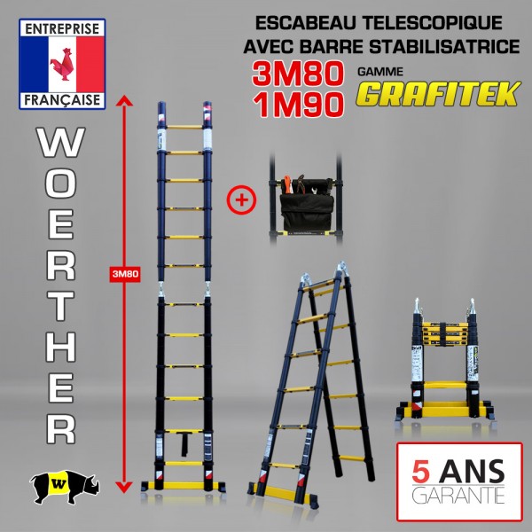 Woerther N°1 de l'escabeau télescopique et pliant - ECHELLE