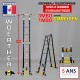 E ESCABEAU TRIPLE FONCTIONS WOERTHER DOUBLE BARRES STABILISATRICES, MODÈLE GRAFITEK 3M80/1.9M - PACK BASIQUE 