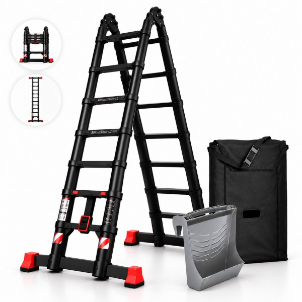 Escabeau t&eacute;lescopique Woerther Grafitek 4M40/2M20 | Pack Pratique