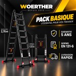 Escabeau T&eacute;lescopique Grafitek 5,6 m / 2,8 m | Pack Basique