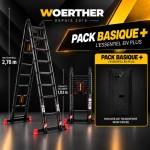 Escabeau T&eacute;lescopique Grafitek 5,6 m / 2,8 m | Pack Basique +