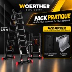 Escabeau T&eacute;lescopique Grafitek 5,6 m / 2,8 m | Pack Pratique