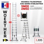 ECHELLE ESCABEAU DOUBLE FONCTIONS WOERTHER, MODELE CLASSIC 5M/2.5M - PACK 2 (AVEC SAC A OUTILS)