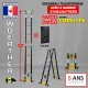 ECHELLE ESCABEAU DOUBLE FONCTIONS WOERTHER DOUBLE BARRES STABILISATRICES, GRAFITEK 5M/2M50 - PACK 1 (AVEC HOUSSE DE TRANSPORT)