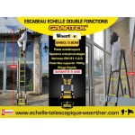 ECHELLE ESCABEAU DOUBLE FONCTIONS WOERTHER DOUBLE BARRES STABILISATRICES, GRAFITEK 5M/2M50 - PACK 3  (HOUSSE ET ROULETTES)