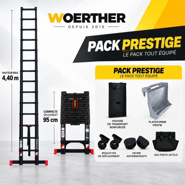 Echelle t&eacute;lescopique 4m40 Grafitek | Pack Prestige