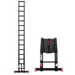 Echelle télescopique 3m80 Grafitek avec barre stabilisatrice + housse + plateforme porte-outils & peinture
