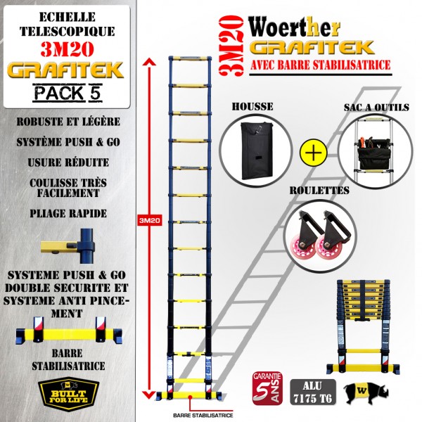 Echelle telescopique 3m20 11 barreaux