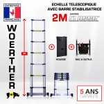 ECHELLE 2M AVEC BARRE STABILISATRICE AVEC HOUSSE ET SAC A OUTILS