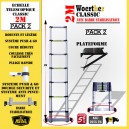 ECHELLE PLIANTE 2M AVEC BARRE STABILISATRICE + PLATEFORME