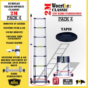 ECHELLE COULISSANTE 2M AVEC BARRE STABILISATRICE + TAPIS