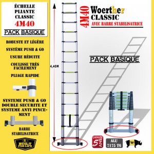 ECHELLE COULISSANTE 4M40 AVEC BARRE STABILISATRICE