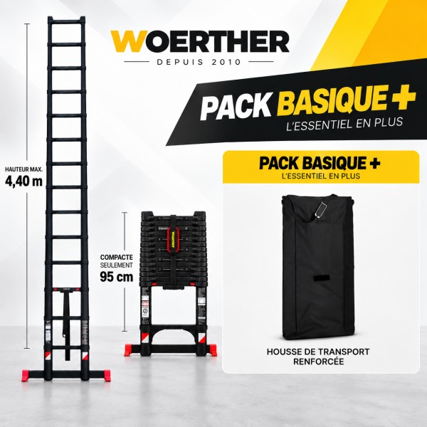 Echelle t&eacute;lescopique 4m40 Grafitek | Pack Basique +