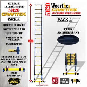 ECHELLE COULISSANTE 5M20 GAMME GRAFITEK AVEC TAPIS