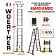 ECHELLE ESCABEAU 2 FONCTIONS 2 BARRES STABILISATRICES, GRAFITEK 4M40/2M20 - PACK 3 - AVEC HOUSSE ET ROULETTESECHELLE ESCABEAU 2 