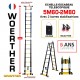 ESCABEAU 2 FONCTIONS WOERTHER 2 BARRES STABILISATRICES, GRAFITEK 5M60/2M80 - PACK 3 AVEC HOUSSE ET ROULETTES