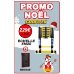 Echelle télescopique 5m 20 Grafitek avec barre stabilisatrice + Housse