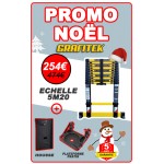 Echelle télescopique 5m20 GRAFITEK avec barre stabilisatrice + housse + plateforme "PRATIK"