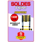 Echelle télescopique 3m80 GRAFITEK avec barres stabilisatrice + Housse