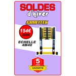 Echelle télescopique 4m 40 Grafitek avec barre stabilisatrice + Housse