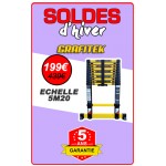 Echelle télescopique 5m 20 Grafitek avec barre stabilisatrice + Housse