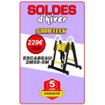 ECHELLE ESCABEAU DOUBLE FONCTIONS WOERTHER DOUBLE BARRES STABILISATRICES, GRAFITEK 5M/2M50 - PACK 1 (AVEC HOUSSE DE TRANSPORT)