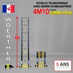 Echelle t&eacute;lescopique 4m 10 Grafitek avec barre stabilisatrice