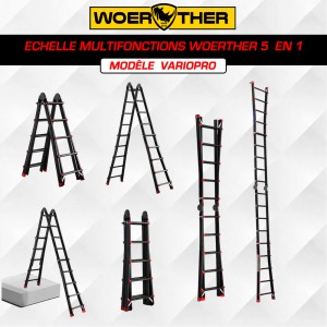 ECHELLE MULTIFONCTIONS WOERTHER 5  EN 1, Mod&egrave;le  VARIOPRO 