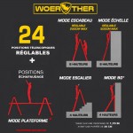 ECHELLE MULTIFONCTIONS WOERTHER 5  EN 1, Modèle  VARIOPRO 