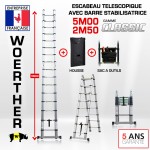 ECHELLE ESCABEAU DOUBLE FONCTIONS WOERTHER, MODELE CLASSIC 5M/2.5M - PACK 4 (AVEC HOUSSE ET SAC A OUTILS)