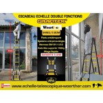 ECHELLE ESCABEAU TELESCOPIQUE WOERTHER 2 BARRES STABILISATRICES, GRAFITEK 5M60/2M80 - PACK 2 (AVEC SAC A OUTILS)
