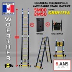 ECHELLE ESCABEAU DOUBLE FONCTIONS WOERTHER, MODÈLE GRAFITEK 5M/2M50 - PACK 4 (AVEC PATINS HIGHBLOCK )