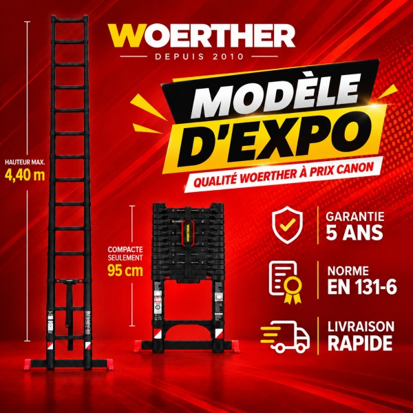 &Eacute;chelle t&eacute;lescopique Woerther Grafitek 4m40 - Mod&egrave;le d&rsquo;exposition