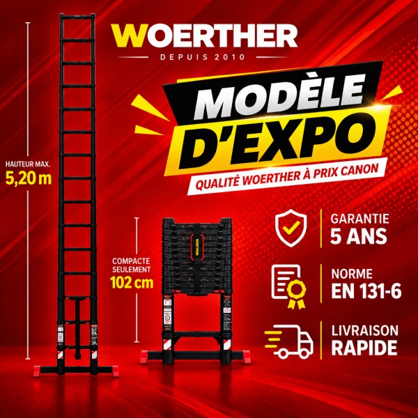 &Eacute;chelle t&eacute;lescopique Woerther Grafitek 5m20 - Mod&egrave;le d&rsquo;exposition