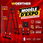 Escabeau t&eacute;lescopique Woerther 5m - Mod&egrave;le d&rsquo;exposition