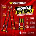 Escabeau t&eacute;lescopique Woerther 5m60 - Mod&egrave;le d&rsquo;exposition