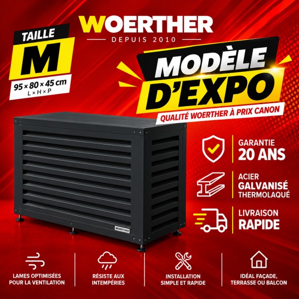 Cache climatiseur Taille M Noir Mat RAL 9005 + fond