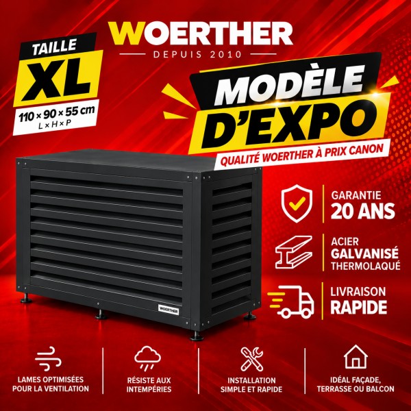 Cache climatiseur Taille XL Noir RAL 9005 + fond