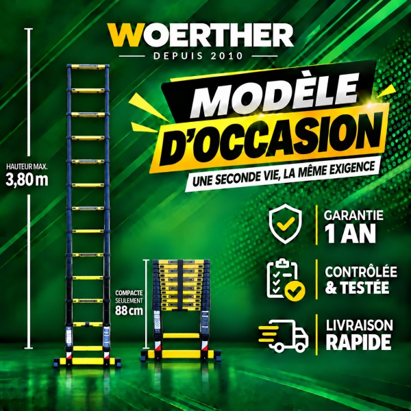 Echelle t&eacute;lescopique 3m80 Grafitek - Mod&egrave;le d'occasion