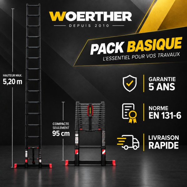Echelle t&eacute;lescopique 5m20 Grafitek | Pack Black Friday