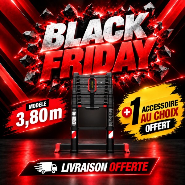 Echelle t&eacute;lescopique 3m80 Grafitek | Pack Black Friday